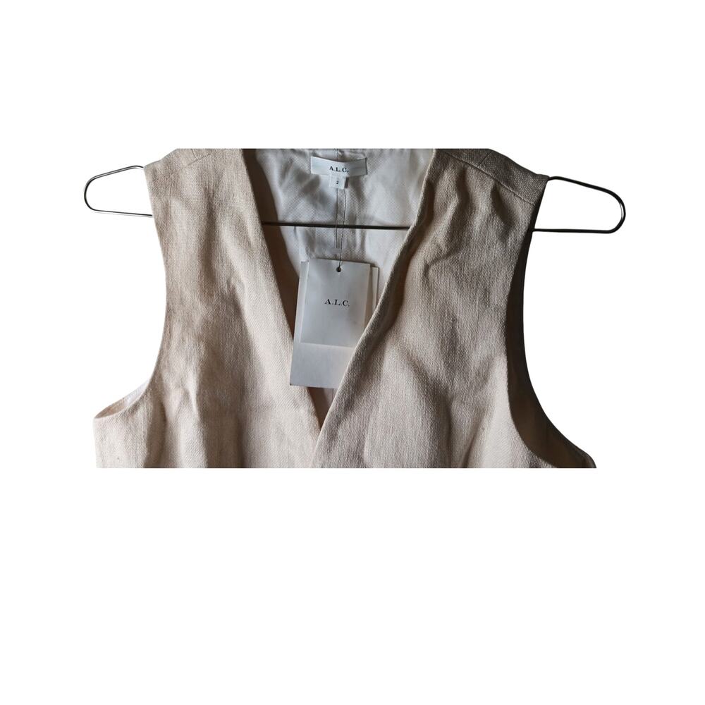 New with Tags A.L.C. Maxwell Linen Blend Vest Ivory Size 2 Button Front Top - Picture 6 of 13